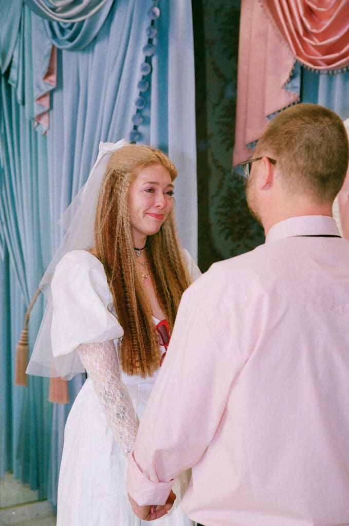 cute picture of the bride emotional at her ceremony