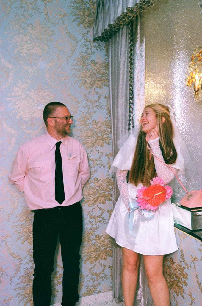 couple laughing with each other during their session