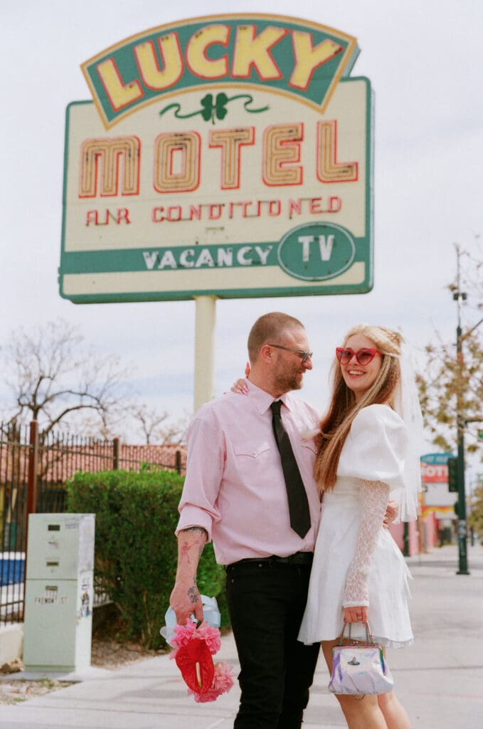 couple at their candid bridal session in sin city