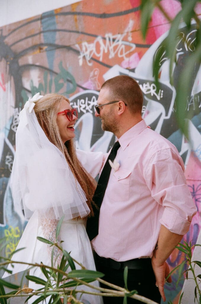 couple looking and laughing at each other