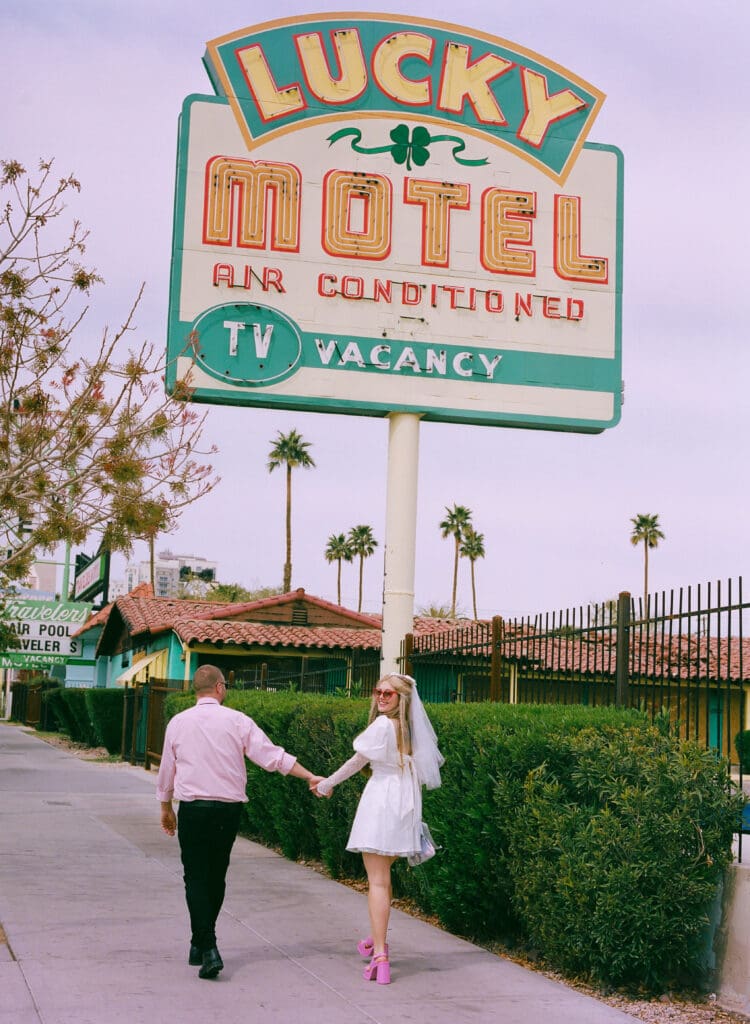 couple walking around their elopement ceremony