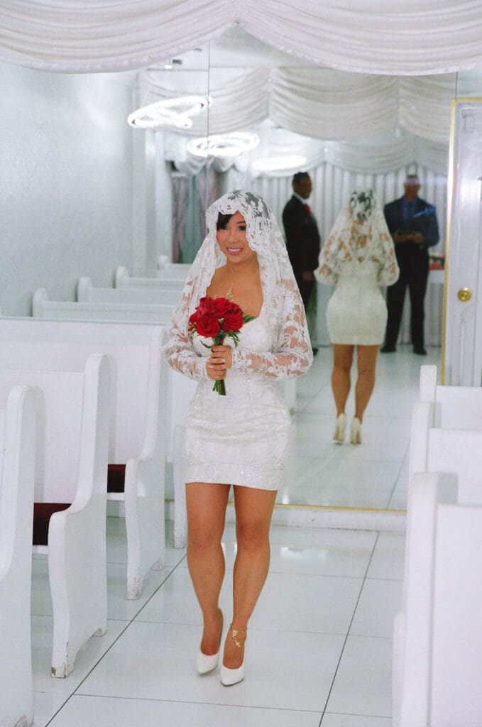 stunning picture of the bride walking down the aisle