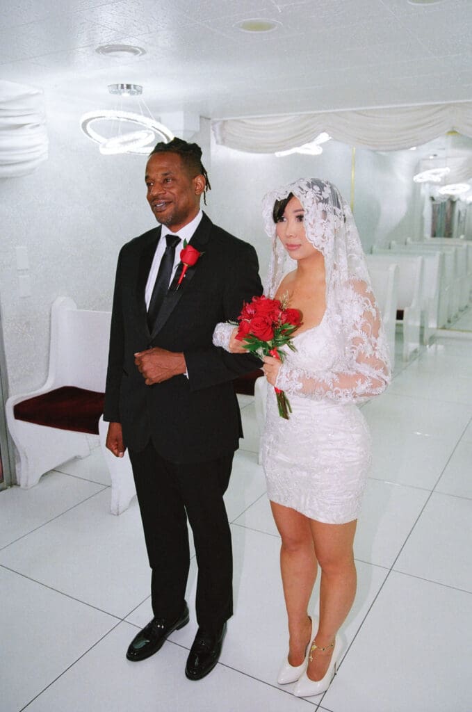 cute couple at their dream ceremony in sin city