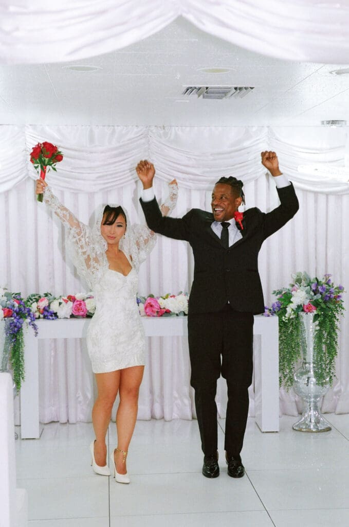 cute couple celebrating their marriage