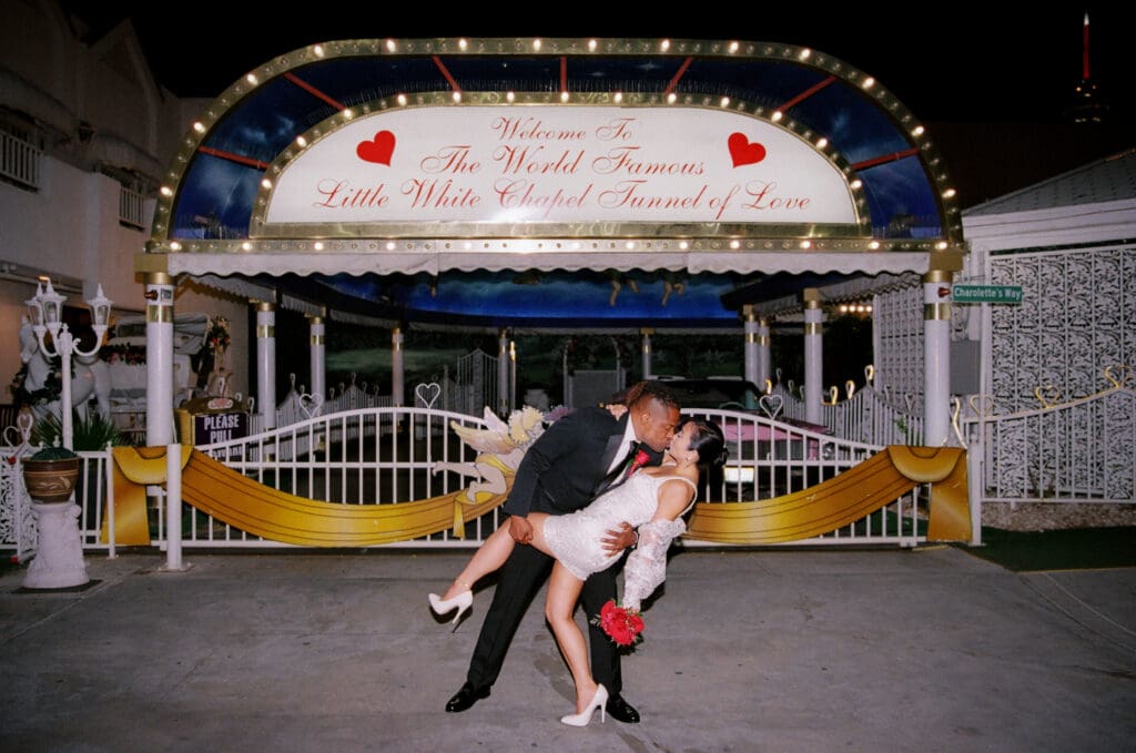cute portrait of the newlyweds kissing during their bridal session