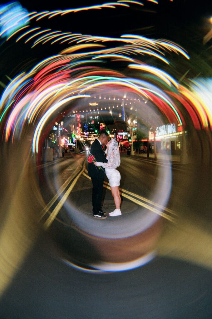 cute picture of the newlyweds kissing during their session