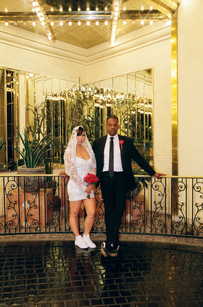 cute couple at their dream bridal session in sin city