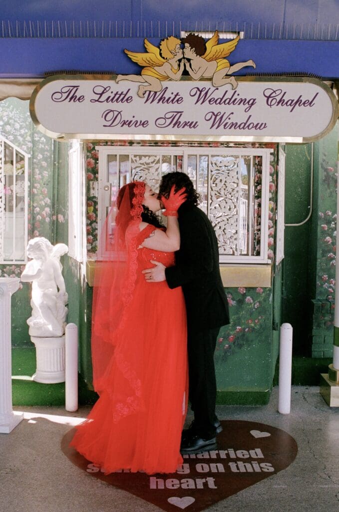 cute couple kissing after their ceremony