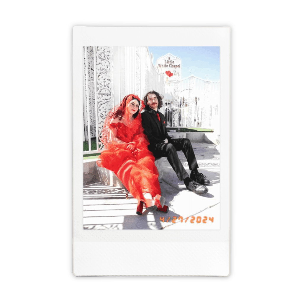 cute couple at their dream ceremony in sin city
