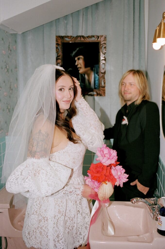 portrait of the newlyweds at their bridal portraits in sin city