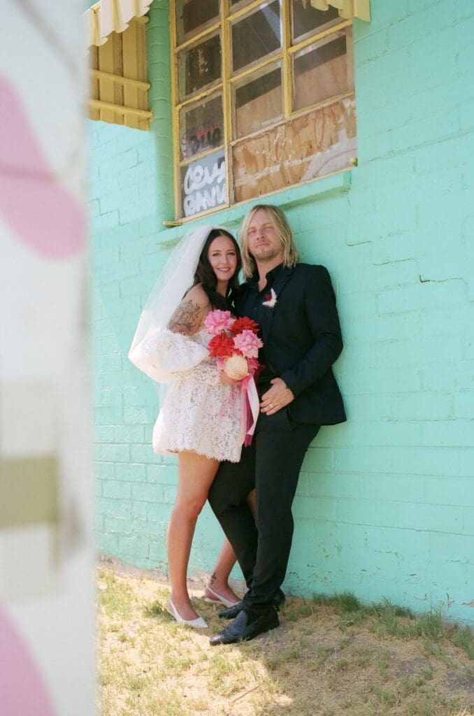 couple posing for the camera during their bridal session