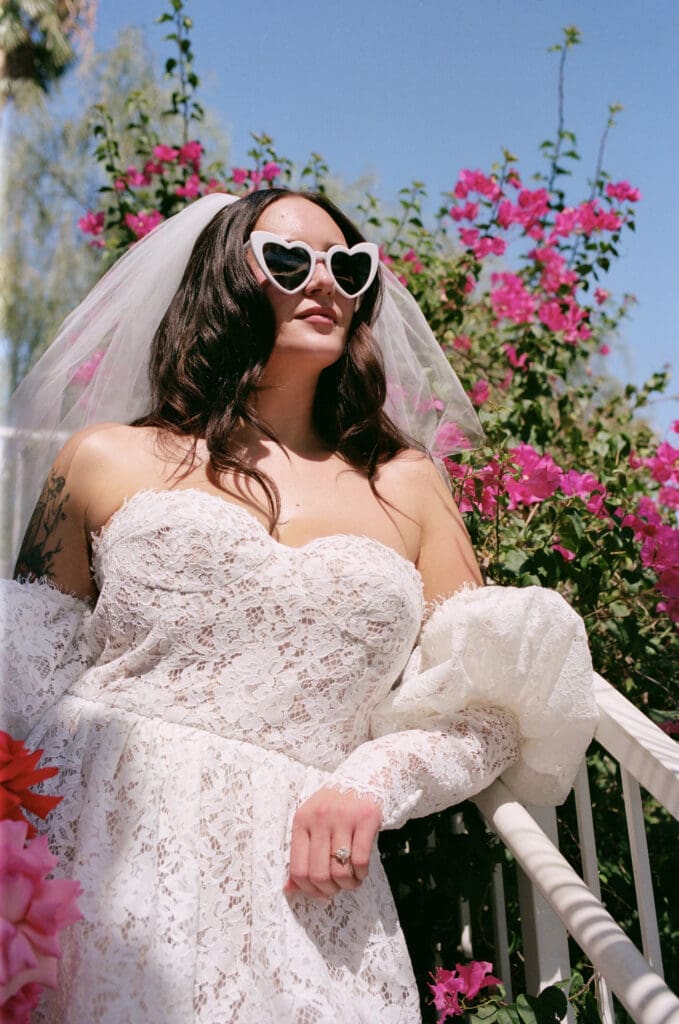 bride posing for her bridal session in sin city
