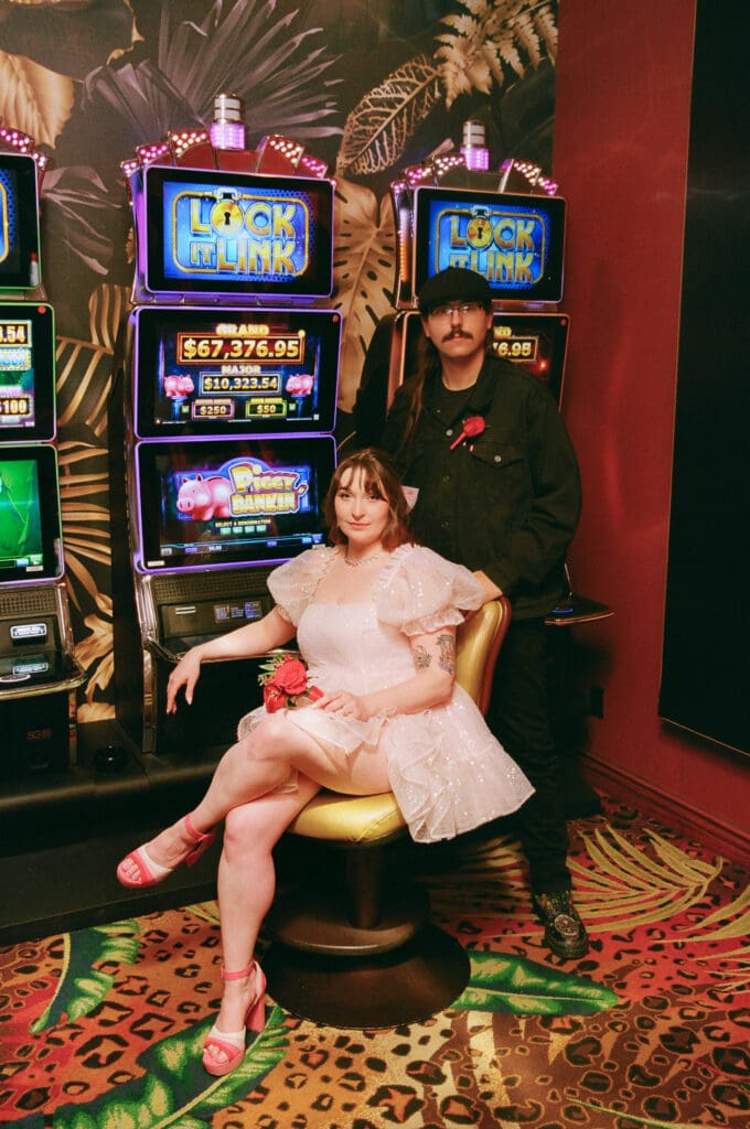 newly married couple posing for the camera during their photoshoot