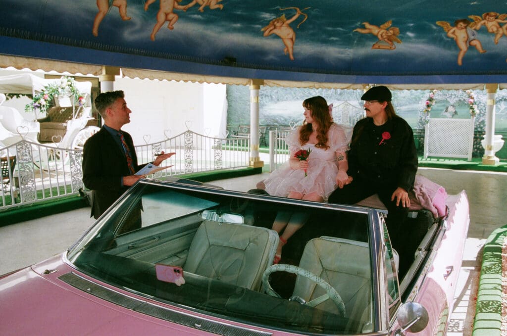 cute couple at their dream ceremony in las vegas
