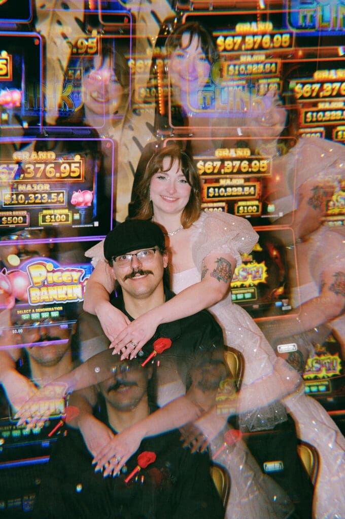 couple smiling at the camera during their session
