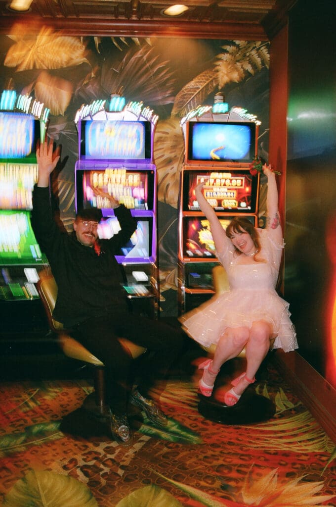 happy couple at their photoshoot in sin city