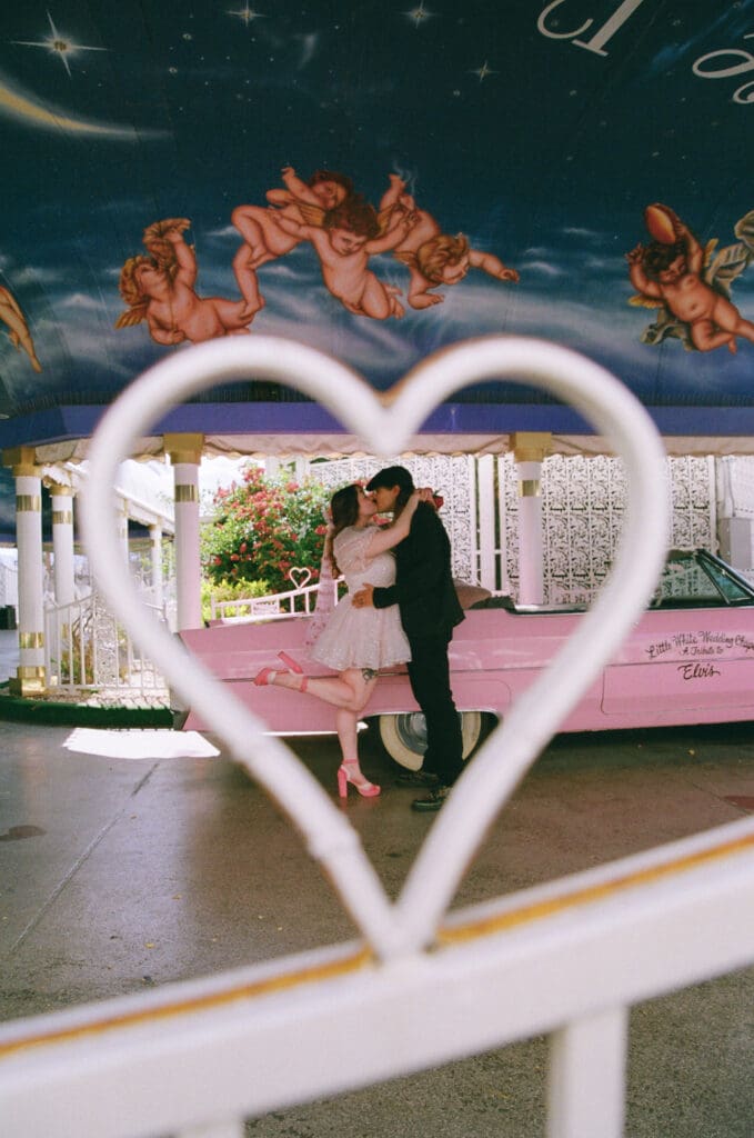 couple kissing after their ceremony 