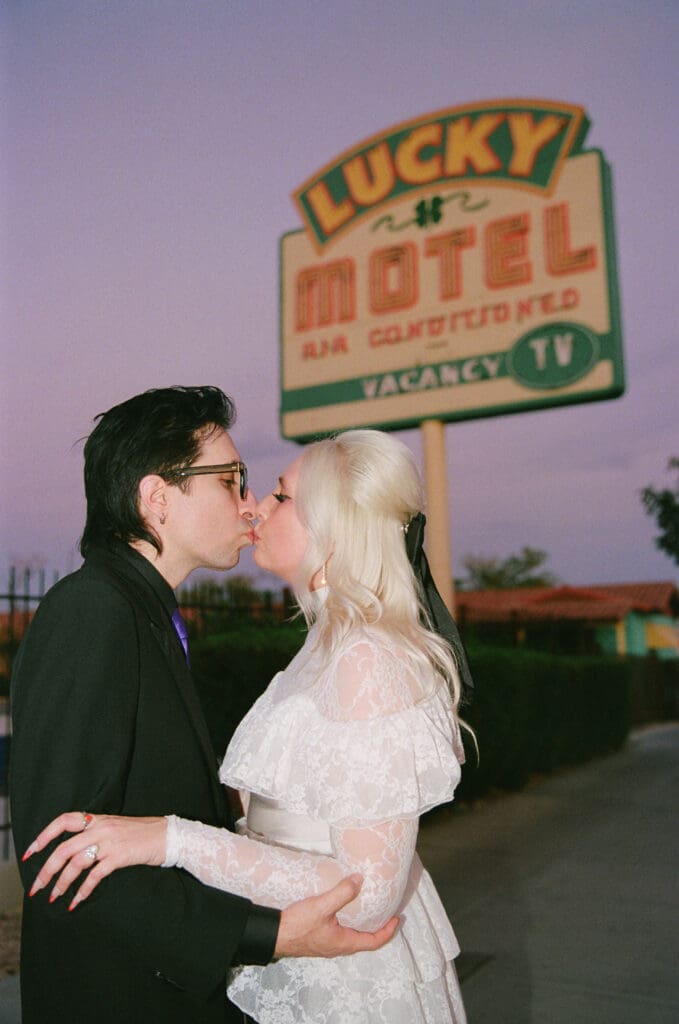 picture of the newlyweds kissing
