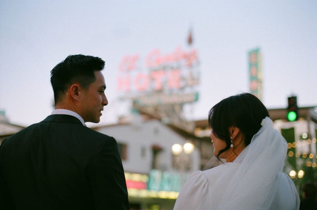 cute couple at their dream sin city elopement