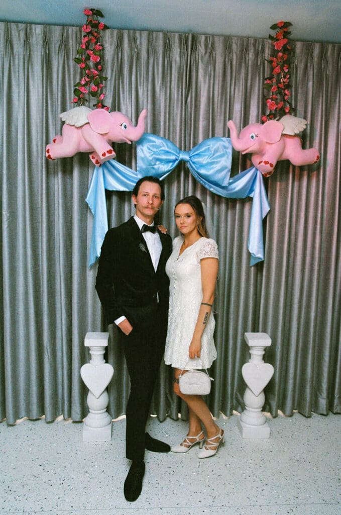 couple posing for the camera during their bridal session