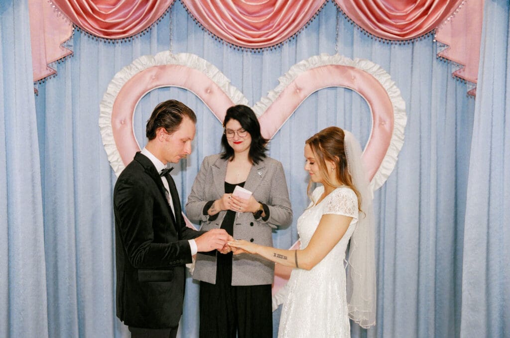 Bride and groom at their dream Sin City elopement