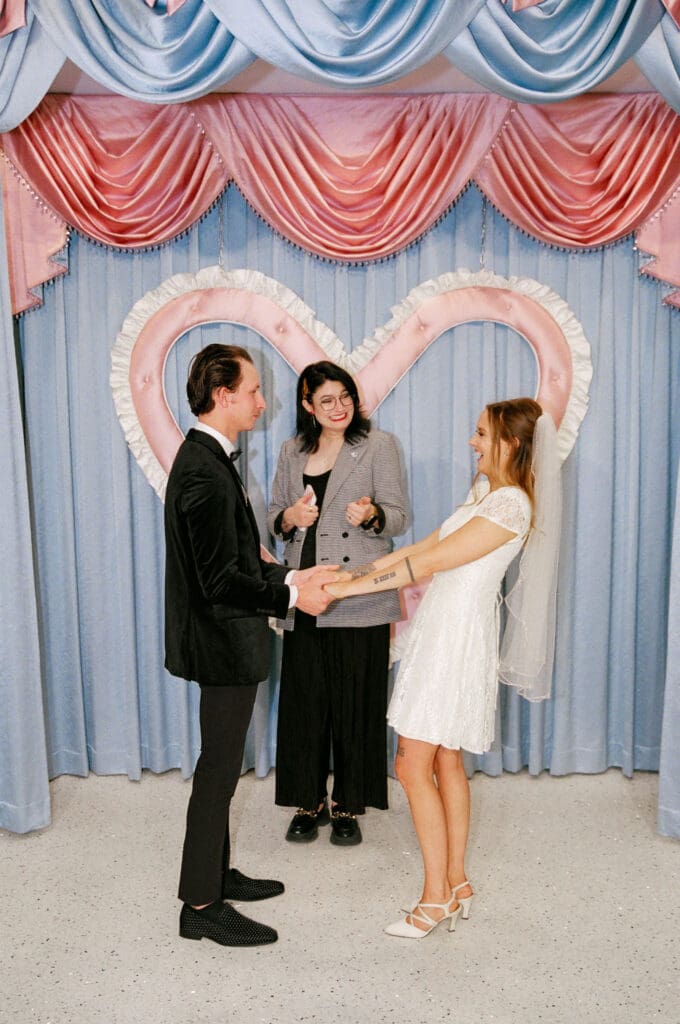 Stylish Sure Thing Too Elopement with Downtown Edge & Retro Heart