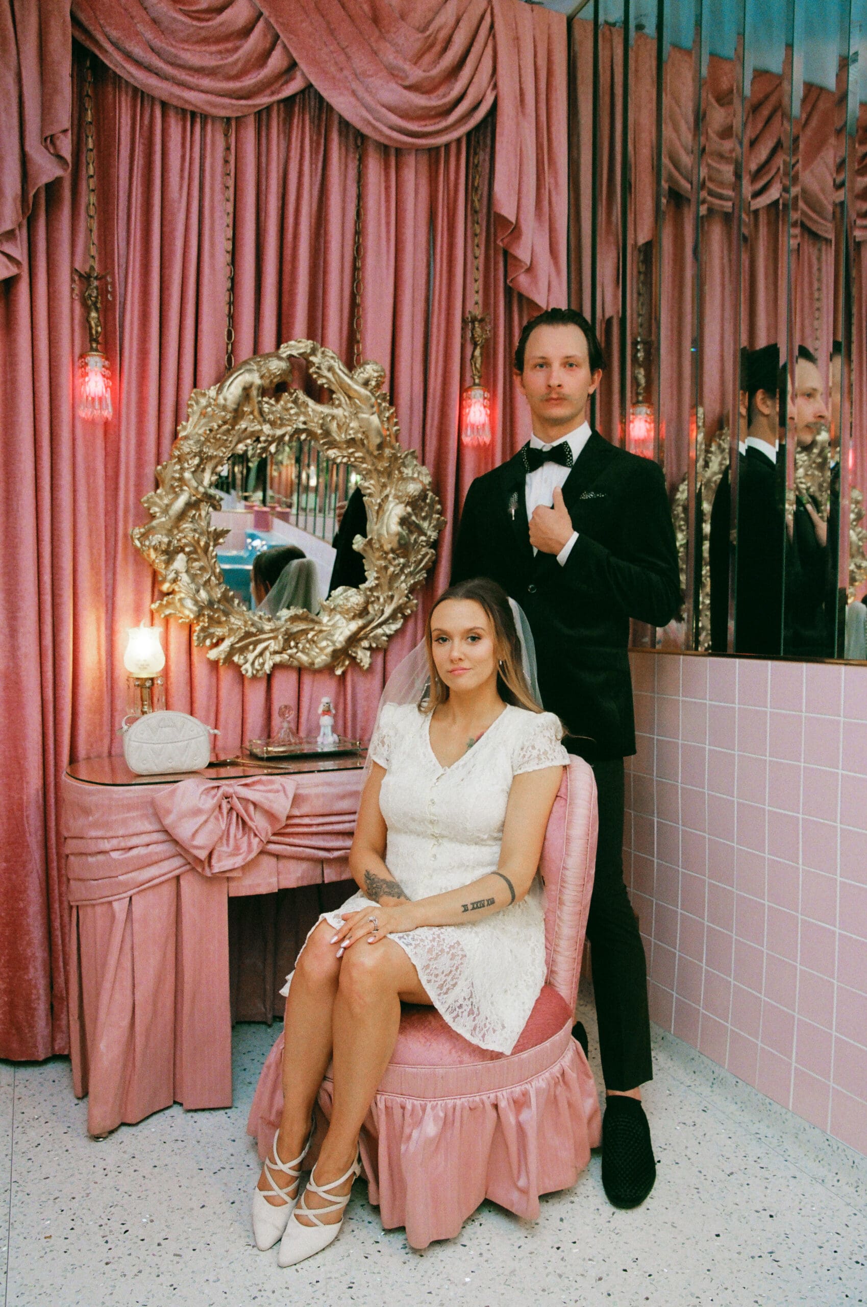 couple posing for the camera during their bridal portraits
