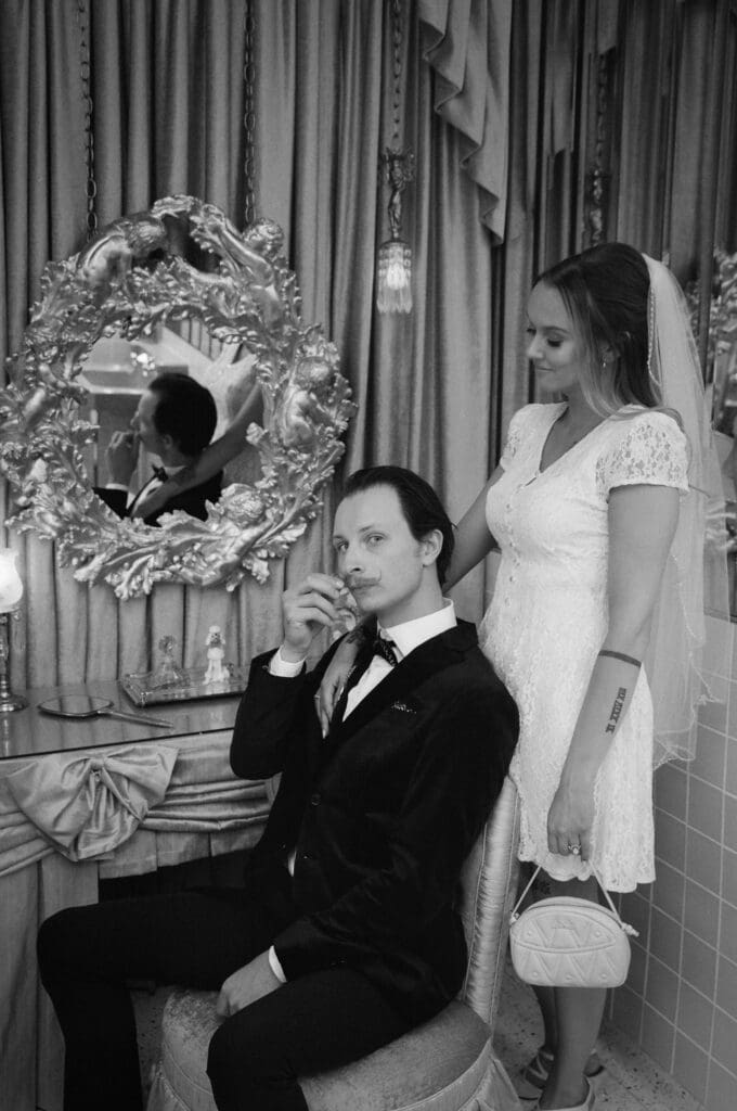 b&w picture of the newlyweds
