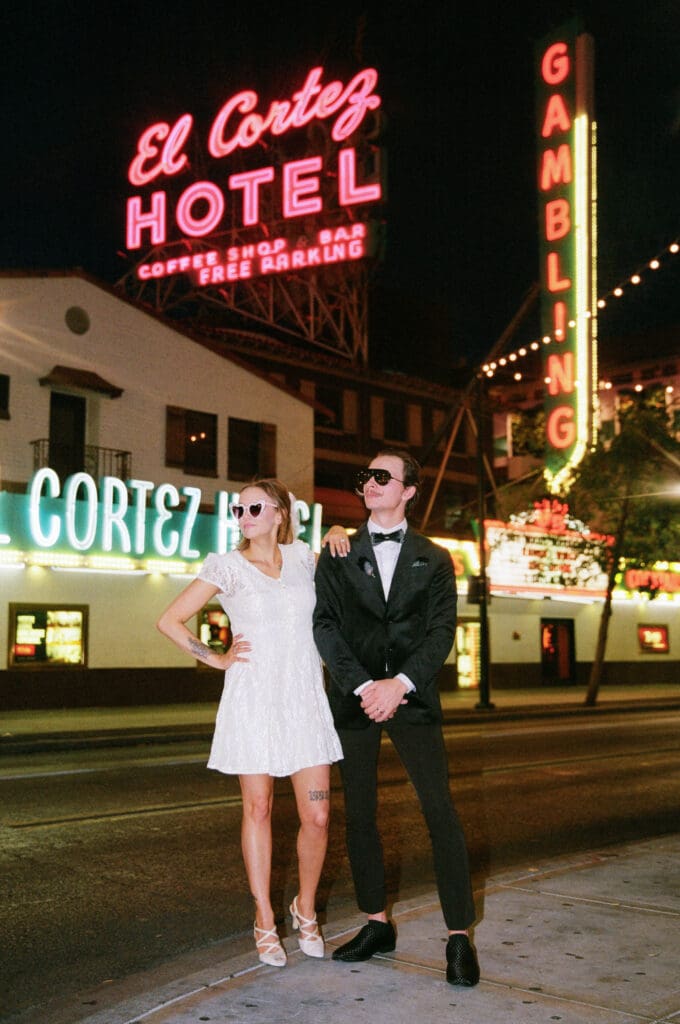 bride and groom at their dream elopement in sin city