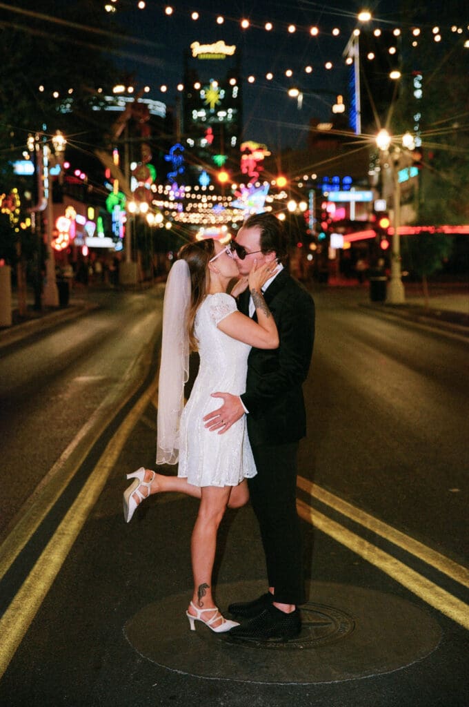 cute couple at the fun and unique las vegas elopement