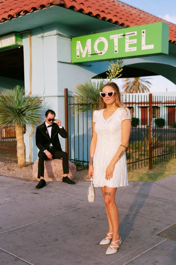 golden hour bridal portraits in sin city