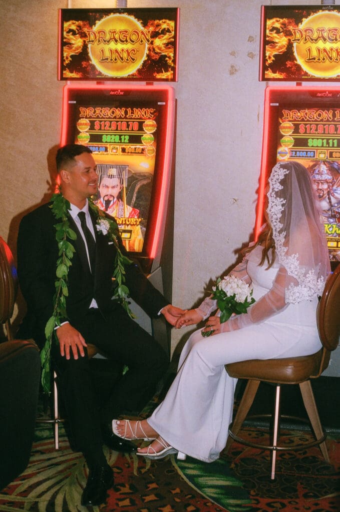 bridal portraits at a casino in vegas