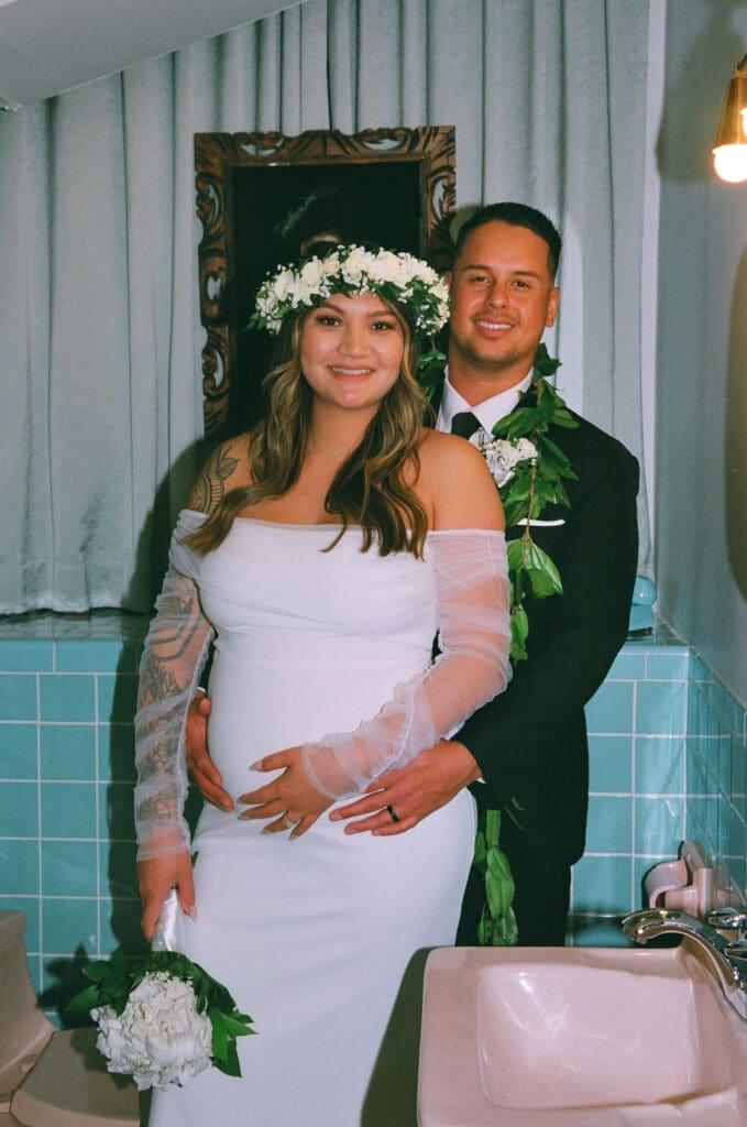 newlyweds posing for the camera during their bridal session