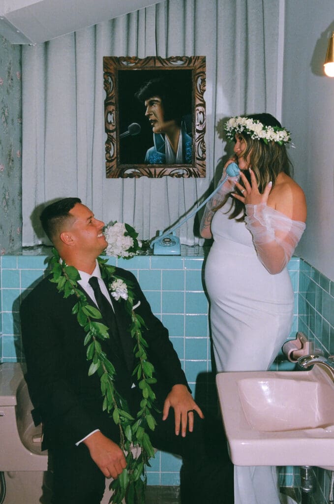 picture of the newlyweds showing their wedding rings