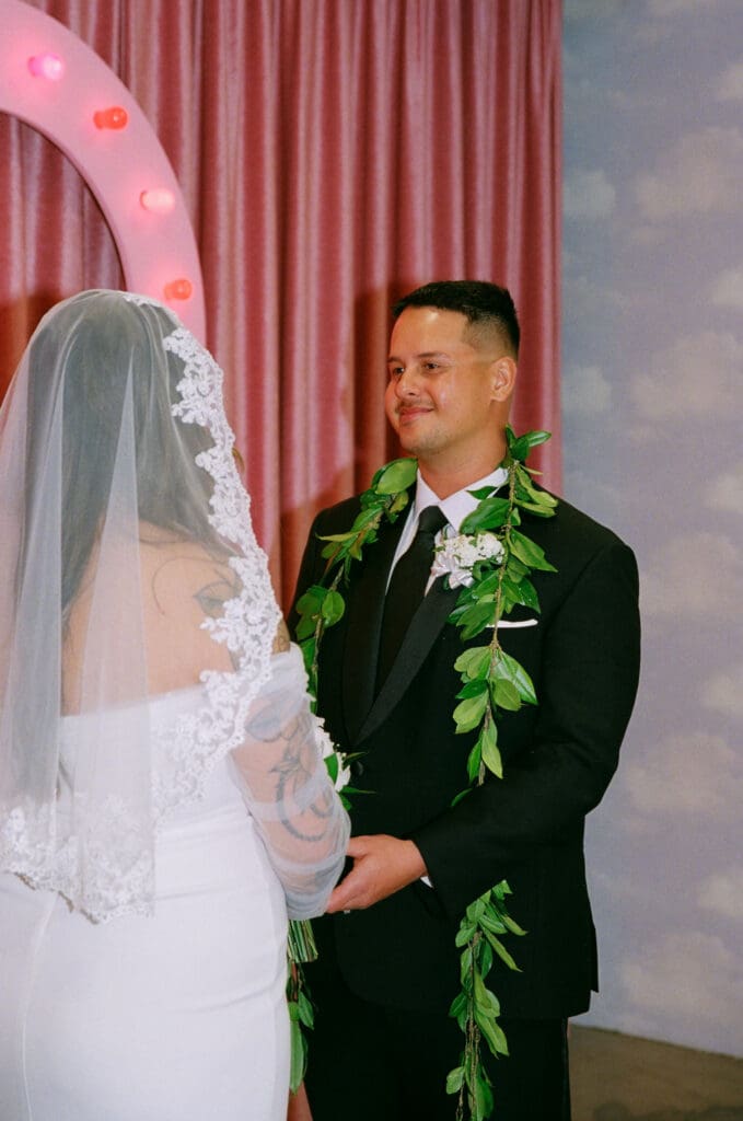 groom emotional at his wedding ceremony