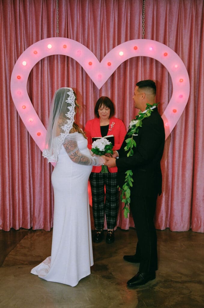 happy couple at their dream elopement in sin city