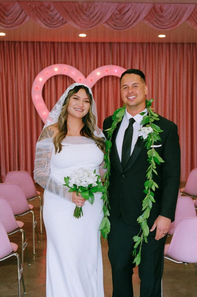 newly married couple posing for the camera during their bridal portraits
