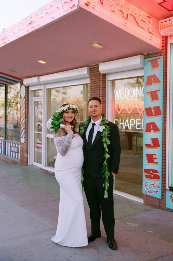 happy couple heading to DTLV for their bridal portraits