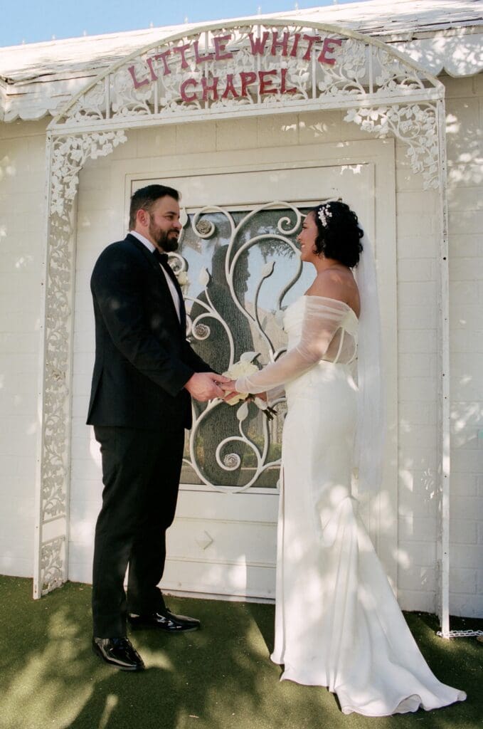 Cute picture of the newlyweds holding hands