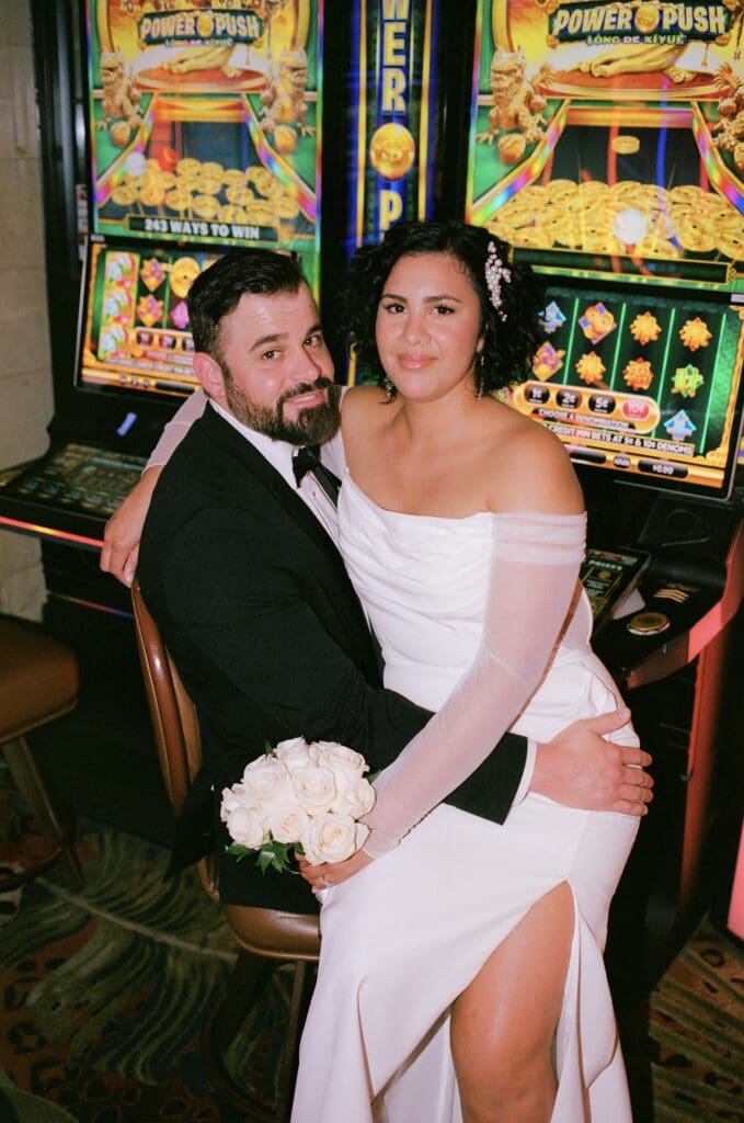 Couple posing for the camera during their bridal session
