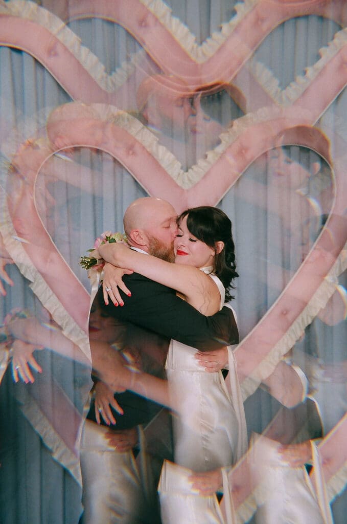 cute picture of the newlyweds hugging