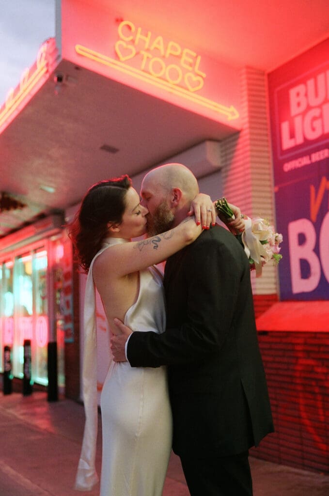 picture of the newlyweds kissing