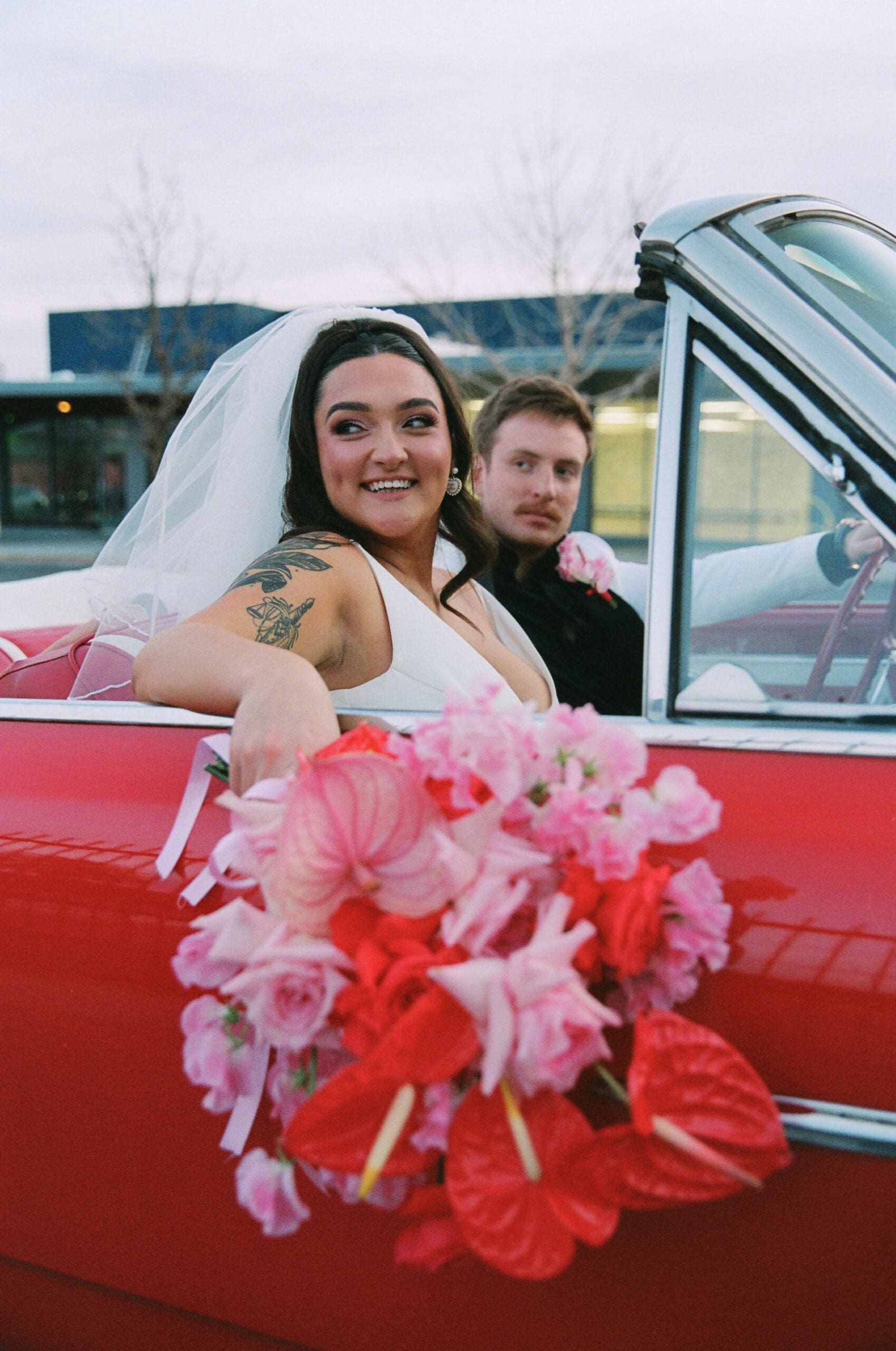 Lyric & Dylan’s Retro Vegas Wedding with the Classic Car Add-On at Sure Thing Chapel
