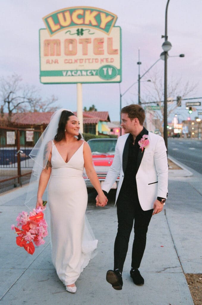 couple heading to their reception