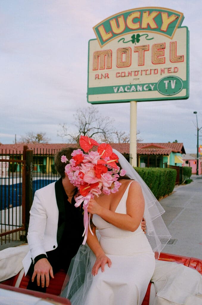 happy couple at their dream vegas elopement