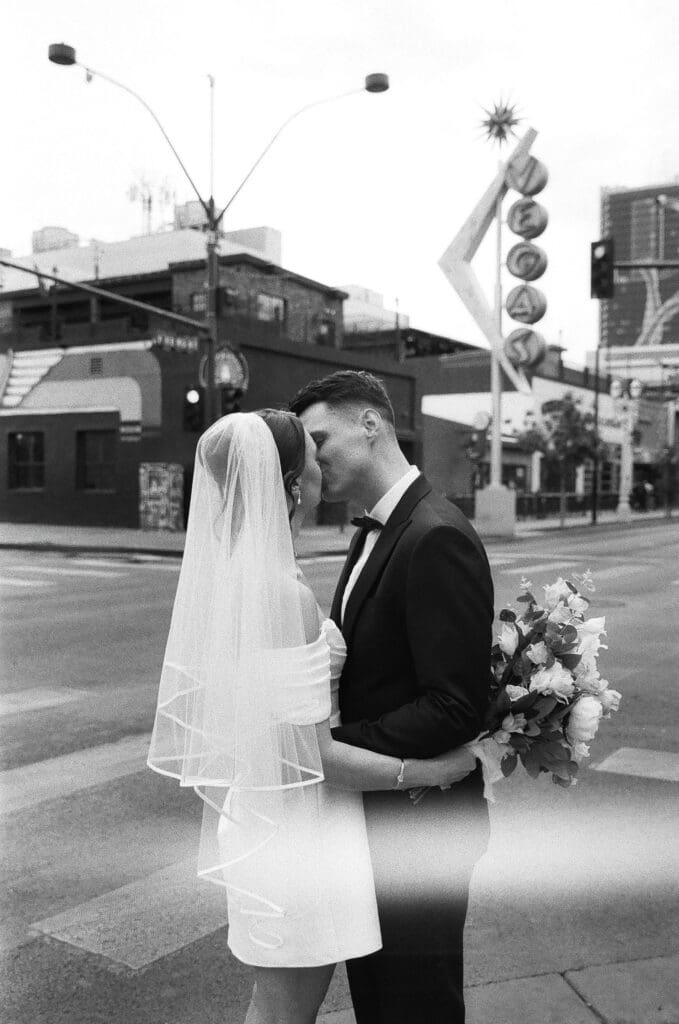 A Love Story in Monochrome: Sarah + Liam’s Vintage Vegas Elopement