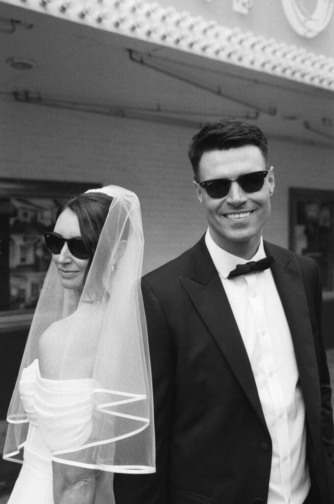couple laughing with each other during their bridal session