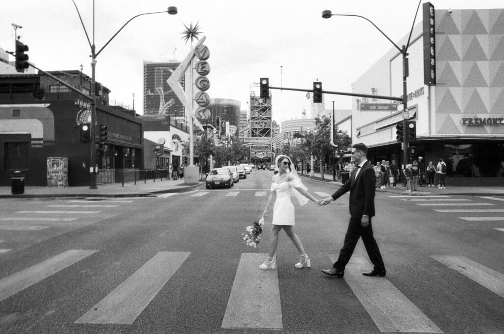 A Love Story in Monochrome: Sarah + Liam’s Vintage Vegas Elopement