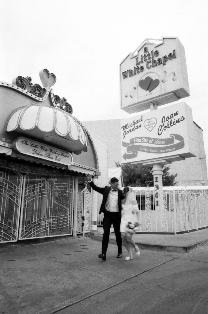 A Love Story in Monochrome: Sarah + Liam’s Vintage Vegas Elopement