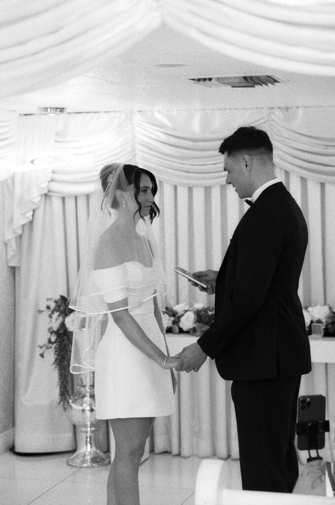 couple at their intimate wedding ceremony
